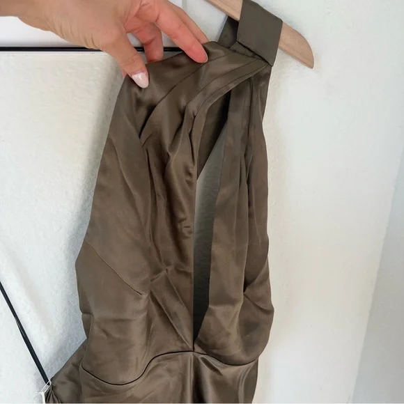 NWT Reformation Dasha Silk One Shoulder Maxi Dress in Morel Brown - Picture 7 of 12